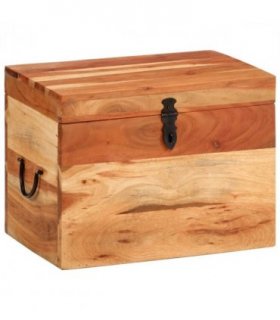 vidaXL Storage Box 39x28x31 cm Solid Wood Acacia — Colour: Natural wood, Size: Small