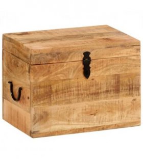 vidaXL Storage Box 39x28x31 cm Solid Wood Mango — Colour: Natural wood, Size: Small