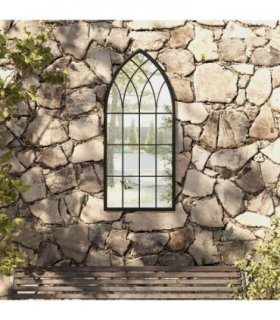 vidaXL Garden Mirror Black 100x45 cm Iron for Outdoor Use — Size: 100 x 45 cm