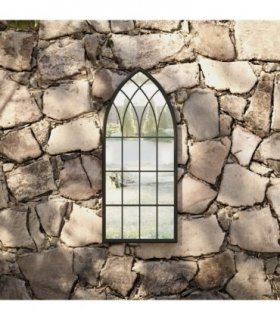 vidaXL Garden Mirror | Black | Iron, Glass | 70x30 cm | Decorative Inlays — Size: 70 x 30 cm