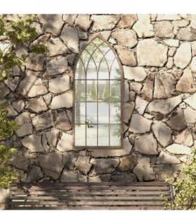 vidaXL Garden Mirror Sand 100x45 cm Iron for Outdoor Use — Size: 100 x 45 cm