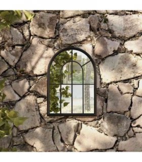 vidaXL Garden Mirror | Black | Iron, Glass | Medium | Decorative Inlays
