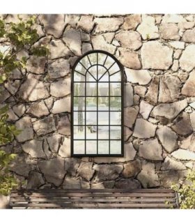 vidaXL Garden Mirror Black 90x45 cm Iron for Outdoor Use