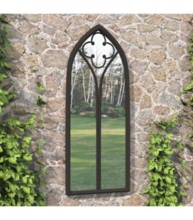 vidaXL Garden Mirror | Black | Iron, glass | Medium | Decorative Inlays — Size: 100 x 45 cm
