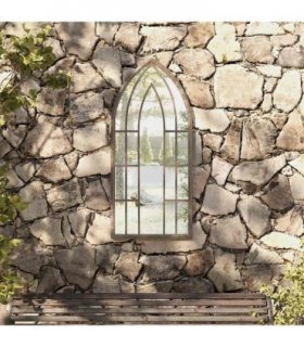 vidaXL Garden Mirror Sand 100x45 cm Iron for Outdoor Use — Size: 100 x 45 cm — V0671949879
