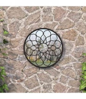 vidaXL Garden Mirror Black 60x3 cm Iron Round for Outdoor Use — Size: 60 x 3 cm