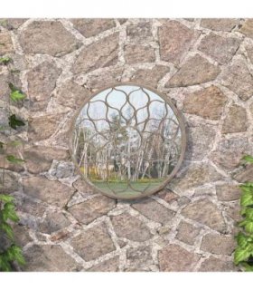 vidaXL Garden Mirror Sand 60x3 cm Iron Round for Outdoor Use — Size: 60 x 3 cm