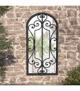 vidaXL Garden Mirror | Black | Iron, Glass | 70x30 cm | Decorative Inlays — Size: 70 x 30 cm — V0671949898