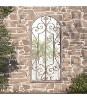 vidaXL Garden Mirror Sand 100x45 cm Iron for Outdoor Use — Size: 100 x 45 cm — V0671949901