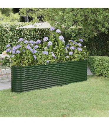 vidaXL Garden Raised Bed Galvanised Steel 260x40x68 cm Green — Size: 260 x 40 x 68 cm