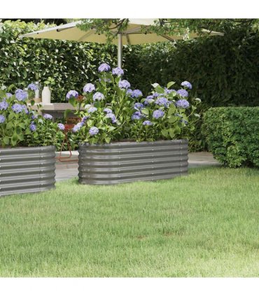 vidaXL Garden Raised Bed | Grey | Powder-coated steel | Large | Durable — Size: 114 x 40 x 36 cm