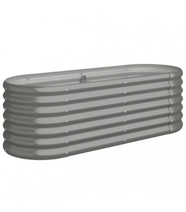vidaXL Garden Raised Bed | Grey | Powder-coated steel | Large | Durable — Size: 114 x 40 x 36 cm