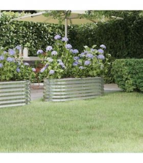 vidaXL Garden Raised Bed | Silver | Powder-coated steel | Medium | Durable — Size: 114 x 40 x 36 cm