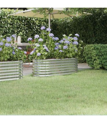 vidaXL Garden Raised Bed | Silver | Powder-coated steel | Medium | Durable — Size: 114 x 40 x 36 cm
