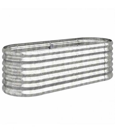 vidaXL Garden Raised Bed | Silver | Powder-coated steel | Medium | Durable — Size: 114 x 40 x 36 cm