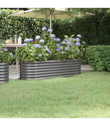 vidaXL Garden Raised Bed | Grey | Powder-coated steel | 152 x 40 x 36 cm