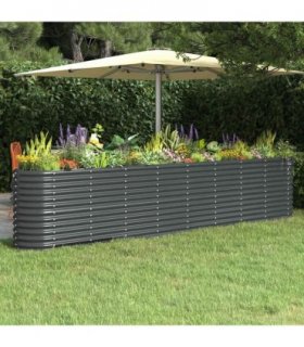 vidaXL Garden Raised Bed Galvanised Steel 332x40x68 cm Anthracite — Size: 332 x 40 x 68 cm