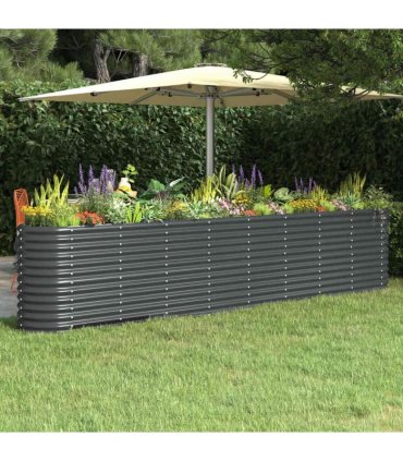vidaXL Garden Raised Bed Galvanised Steel 332x40x68 cm Anthracite — Size: 332 x 40 x 68 cm