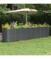 vidaXL Garden Raised Bed Galvanised Steel 332x40x68 cm Anthracite — Size: 332 x 40 x 68 cm