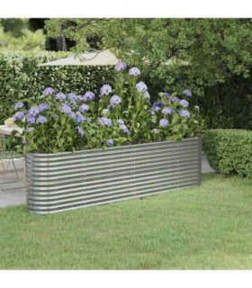 vidaXL Garden Raised Bed Galvanised Steel 260x40x68 cm Silver — Size: 260 x 40 x 68 cm