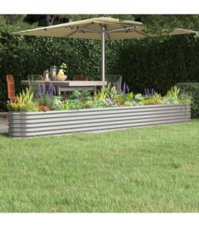 vidaXL Garden Raised Bed Galvanised Steel 332x40x36 cm Silver — Size: 332 x 40 x 36 cm