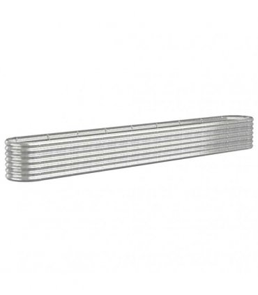 vidaXL Garden Raised Bed Galvanised Steel 332x40x36 cm Silver — Size: 332 x 40 x 36 cm