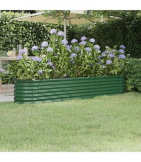 vidaXL Garden Raised Bed | Green | Powder-coated steel | 224x40x36 cm — Size: 224 x 40 x 36 cm