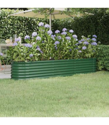 vidaXL Garden Raised Bed | Green | Powder-coated steel | 224x40x36 cm — Size: 224 x 40 x 36 cm