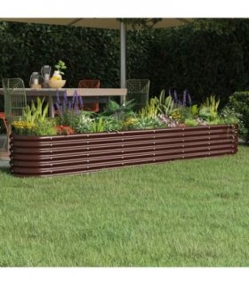 vidaXL Garden Raised Bed Galvanised Steel 260x40x36 cm Brown — Size: 260 x 40 x 36 cm
