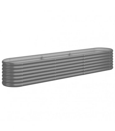 vidaXL Garden Raised Bed | Grey | Powder-coated steel | Large | Durable — Size: 224 x 40 x 36 cm