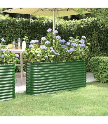 vidaXL Garden Raised Bed Galvanised Steel 152x40x68 cm Green — Size: 152 x 40 x 68 cm