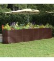 vidaXL Garden Raised Bed Galvanised Steel 332x40x68 cm Brown — Size: 332 x 40 x 68 cm