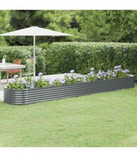 vidaXL Garden Raised Bed | Anthracite | Powder-coated steel | Large | Tough — Size: 440 x 80 x 36 cm