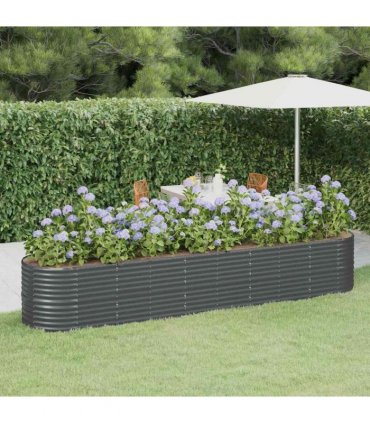 vidaXL Garden Raised Bed Galvanised Steel 368x80x68 cm Anthracite — Size: 368 x 80 x 68 cm