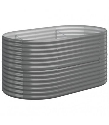 vidaXL Garden Raised Bed | Grey | Powder-coated steel | Large | Durable — Size: 152 x 80 x 68 cm