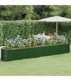 vidaXL Garden Raised Bed Galvanised Steel 440x80x68 cm Green — Size: 440 x 80 x 68 cm