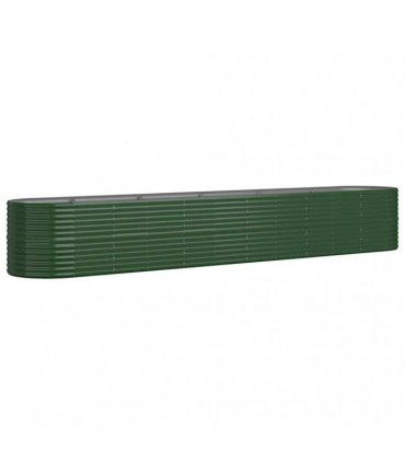 vidaXL Garden Raised Bed Galvanised Steel 440x80x68 cm Green — Size: 440 x 80 x 68 cm