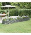 vidaXL Garden Raised Bed | Grey | Powder-coated steel | Large | Durable — Size: 368 x 80 x 36 cm