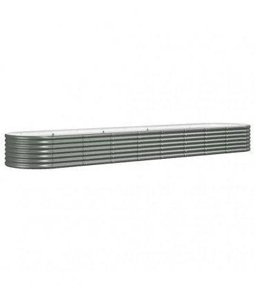 vidaXL Garden Raised Bed | Grey | Powder-coated steel | Large | Durable — Size: 368 x 80 x 36 cm