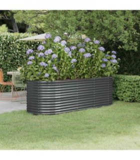 vidaXL Garden Raised Bed | Anthracite | Powder-coated steel | Large | Durable — Size: 224 x 80 x 68 cm