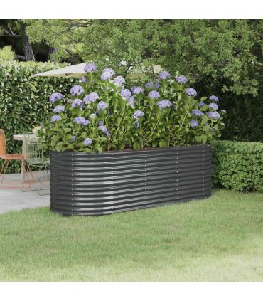vidaXL Garden Raised Bed | Anthracite | Powder-coated steel | Large | Durable — Size: 224 x 80 x 68 cm