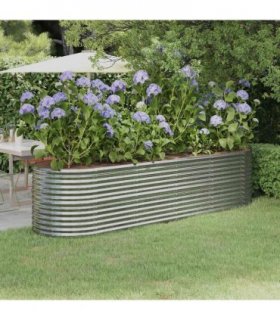 vidaXL Garden Raised Bed Galvanised Steel 296x80x68 cm Silver — Size: 296 x 80 x 68 cm