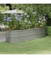 vidaXL Garden Raised Bed Galvanised Steel 296x80x68 cm Silver — Size: 296 x 80 x 68 cm