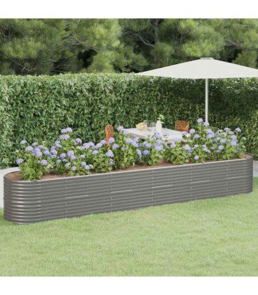 vidaXL Garden Raised Bed Galvanised Steel 440x80x68 cm Grey — Size: 440 x 80 x 68 cm