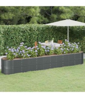 vidaXL Garden Raised Bed Galvanised Steel 440x80x68 cm Anthracite — Size: 440 x 80 x 68 cm