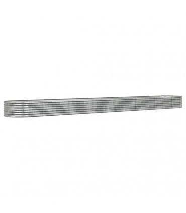 vidaXL Garden Raised Bed | Silver | Powder-coated steel | Large | Durable — Size: 620 x 80 x 36 cm