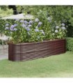 vidaXL Garden Raised Bed Galvanised Steel 296x80x68 cm Brown — Size: 296 x 80 x 68 cm