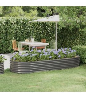vidaXL Garden Raised Bed Galvanised Steel 249x100x36 cm Grey — Size: 249 x 100 x 36 cm
