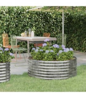 vidaXL Garden Raised Bed Galvanised Steel 100x100x36 cm Silver — Size: 100 x 100 x 36 cm