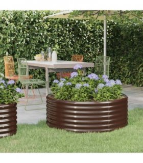 vidaXL Garden Raised Bed Galvanised Steel 100x100x36 cm Brown — Size: 100 x 100 x 36 cm